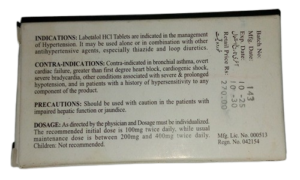 Labetalol HCI Tablets back